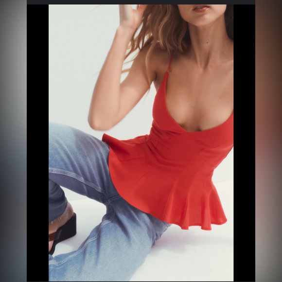 Zara PEPLUM TOP WITH POPLIN MATERIAL - Picture 2 of 4